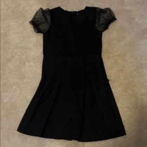 Us Angels Black Formal Kids Dress with Sheer Sleeves